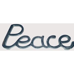Hammered Metal "Peace" Wall Decor Sign 12.5" X 6.5" Hand Forged With 2 Screw Hol